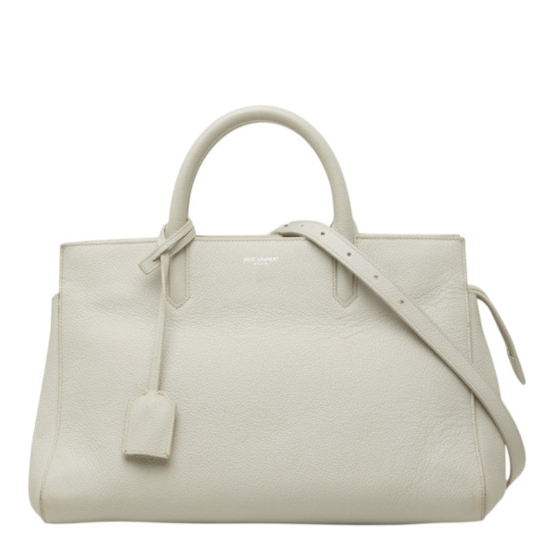 サンローラン カバ リヴゴーシュ ハンドバッグ ショルダーバッグ 2way 400413 ライトグレー レザー レディース SAINT LAURENT 中古