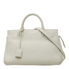 サンローラン カバ リヴゴーシュ ハンドバッグ ショルダーバッグ 2way 400413 ライトグレー レザー レディース SAINT LAURENT 中古