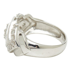 Pt1000 プラチナ ダイヤモンド ダイヤ0.39ct 編み込みモチーフ 三越刻印 リング 指輪 レディース 9.5号 【中古】