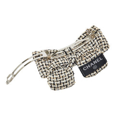 シャネル ココマーク リボン バレッタ ヘアアクセサリー ブラック ベージュ ツイード レディース CHANEL 【中古】