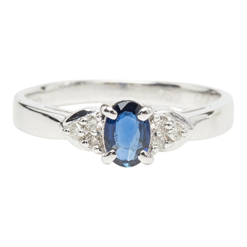 Pt900 プラチナ サファイア ダイヤモンド サファイア0.52ct ダイヤ0.09ct リング 指輪 レディース 13.5号 【中古】