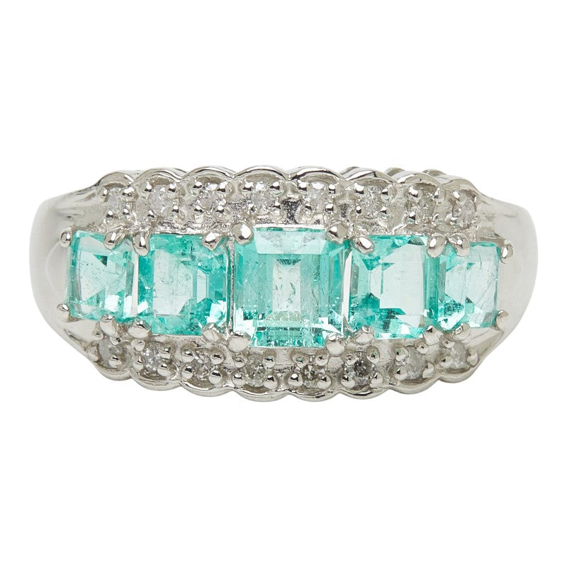 Pt900 プラチナ エメラルド ダイヤモンド エメラルド1.00ct ダイヤ0.12ct リング 指輪 レディース 13.5号 【中古】