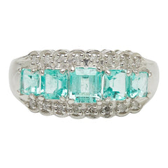 Pt900 プラチナ エメラルド ダイヤモンド エメラルド1.00ct ダイヤ0.12ct リング 指輪 レディース 13.5号 【中古】