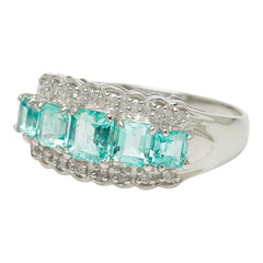 Pt900 プラチナ エメラルド ダイヤモンド エメラルド1.00ct ダイヤ0.12ct リング 指輪 レディース 13.5号 【中古】