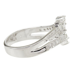 ダイヤモンド K18WG ホワイトゴールド ダイヤ0.38ct ダイヤ0.20ct ハートモチーフ リング 指輪 レディース 12号 【中古】