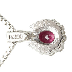 Pt900 プラチナ Pt850 プラチナ ルビー/ダイヤモンド ルビー0.40ct ダイヤ0.27ct フラワーモチーフ ペンダント ネックレス レディース 【中古】