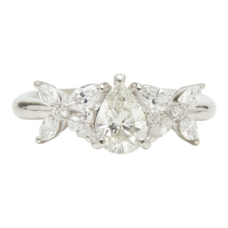 Pt900 プラチナ ダイヤモンド ダイヤ0.628ct ダイヤ0.43ct バタフライモチーフ 蝶 リング 指輪 レディース 10号 【中古】