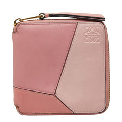 ロエベ アナグラム パズル ラウンドファスナー 二つ折り財布 061706 ピンク系 レザー レディース LOEWE 【中古】