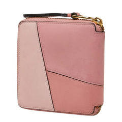ロエベ アナグラム パズル ラウンドファスナー 二つ折り財布 061706 ピンク系 レザー レディース LOEWE 【中古】