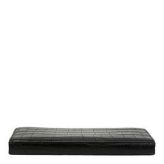 サンローラン ロゴ 型押し ロングウォレット 長財布 ブラック レザー レディース SAINT LAURENT 【中古】