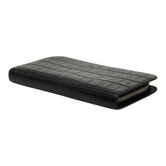 サンローラン ロゴ 型押し ロングウォレット 長財布 ブラック レザー レディース SAINT LAURENT 【中古】