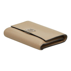 ロエベ アナグラム バーティカル スモール ウォレット 三つ折り財布 ベージュ レザー レディース LOEWE 【中古】