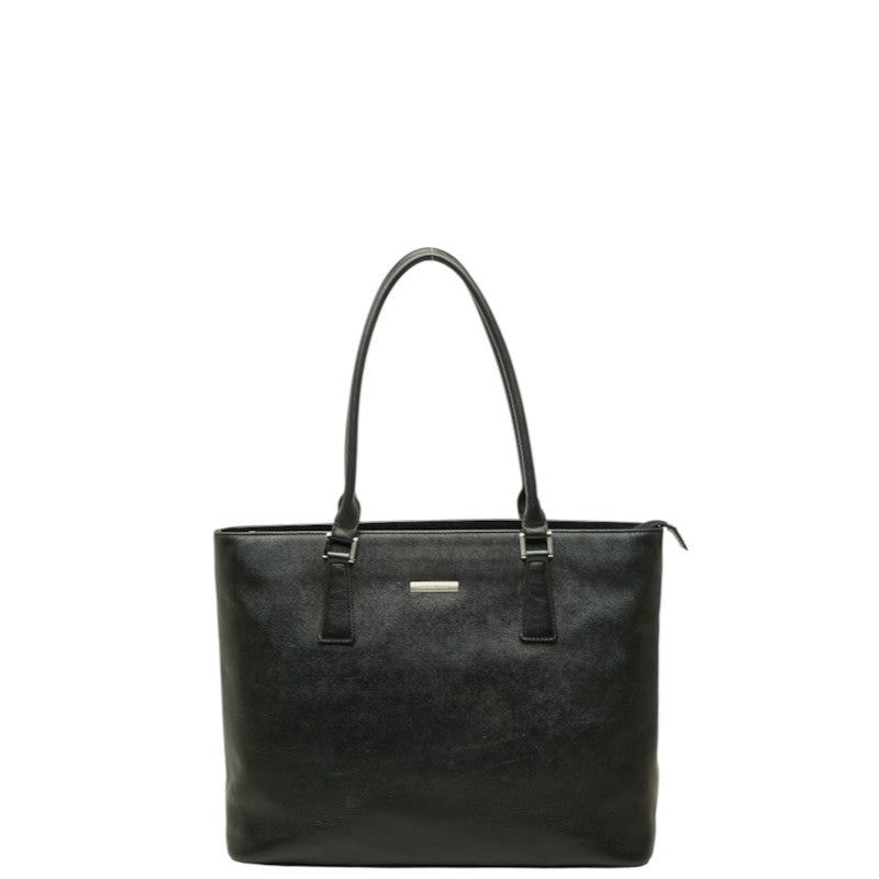 バーバリー ロゴプレート トートバッグ ショルダーバッグ ブラック レザー レディース BURBERRY 【中古】