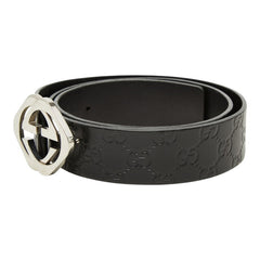 グッチ グッチシマ ベルト サイズ95・38 182320 ブラック シルバー レザー メンズ GUCCI 【中古】