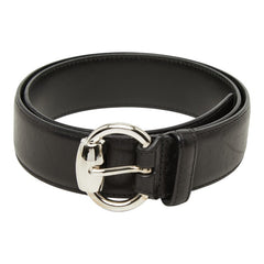 グッチ ベルト サイズ80・32 162942 ブラック シルバー レザー メンズ GUCCI 【中古】