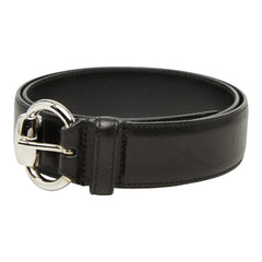 グッチ ベルト サイズ80・32 162942 ブラック シルバー レザー メンズ GUCCI 【中古】