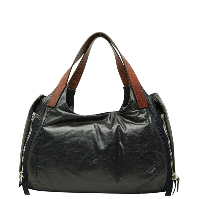 セリーヌ トートバッグ ショルダーバッグ サイドジップ ダークネイビー レザー レディース CELINE 中古
