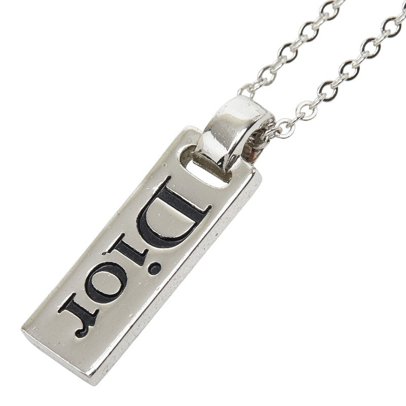 ディオール ロゴプレート チェーン ペンダント ネックレス シルバー メタル レディース Dior 【中古】