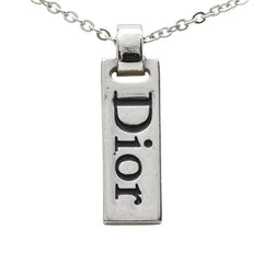 ディオール ロゴプレート チェーン ペンダント ネックレス シルバー メタル レディース Dior 【中古】