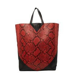 セリーヌ トートバッグ レッド ブラック パイソン レザー レディース CELINE 【中古】