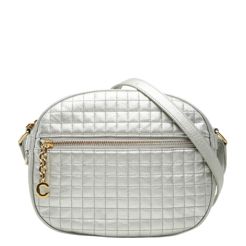セリーヌ Cチャーム 斜め掛け ショルダーバッグ 188353 シルバー レザー レディース CELINE 【中古】