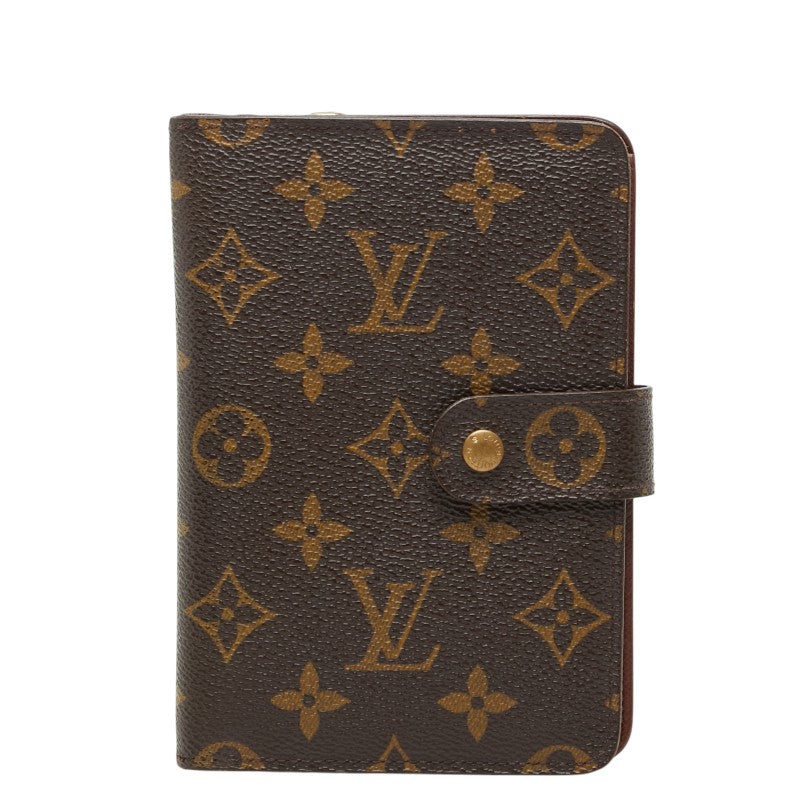 ルイ ヴィトン モノグラム ポルト パピエ ジップ 二つ折り財布 M61207 ブラウン PVC レザー レディース LOUIS VUITTON 【中古】