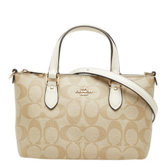 コーチ シグネチャー ハンドバッグ ショルダーバッグ 2way CH468 ベージュ PVC レザー レディース COACH 中古