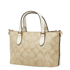 コーチ シグネチャー ハンドバッグ ショルダーバッグ 2way CH468 ベージュ PVC レザー レディース COACH 中古