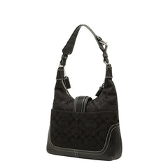 コーチ シグネチャー タッセル ワンショルダーバッグ 6824 ブラック キャンバス レザー レディース COACH 中古