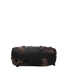 プラダ ビーズ フラワー トートバッグ 2WAY ショルダーバッグ ブラック ナイロン レディース PRADA 中古