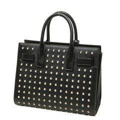 サンローラン サックドジュールナノ スタッズ ハンドバッグ ショルダーバッグ 2WAY ブラック レザー レディース SAINT LAURENT 【中古】