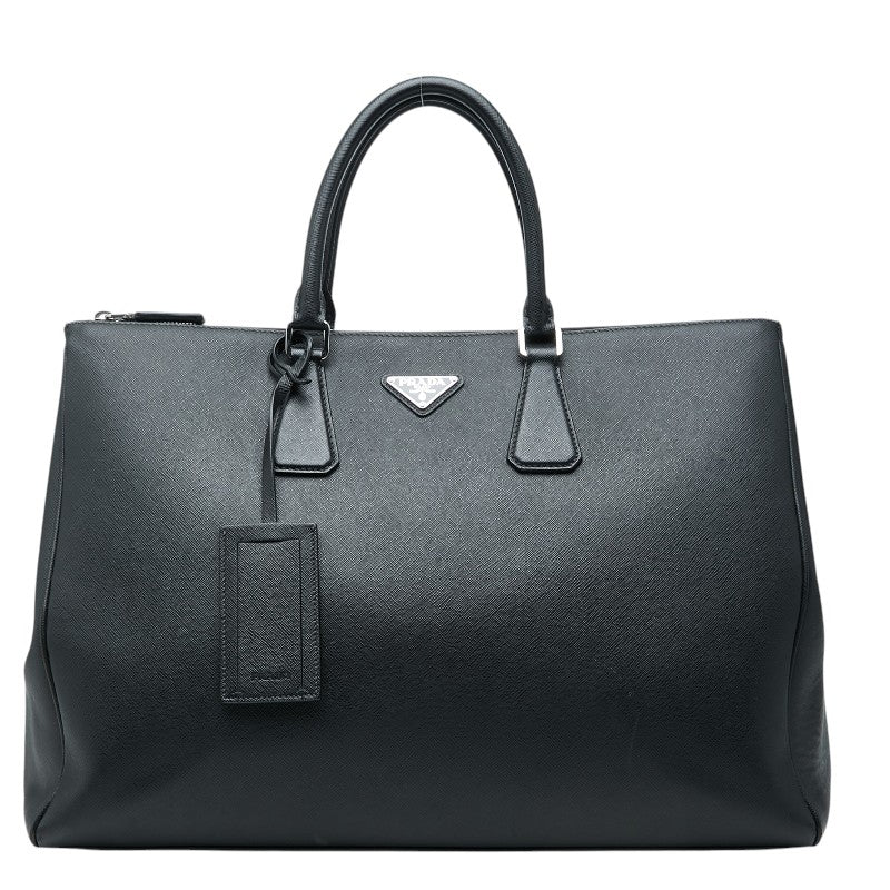 プラダ 三角ロゴプレート サフィアーノ トートバッグ 2VG047 ブラック レザー メンズ PRADA 【中古】