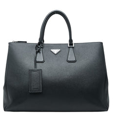 プラダ 三角ロゴプレート サフィアーノ トートバッグ 2VG047 ブラック レザー メンズ PRADA 【中古】