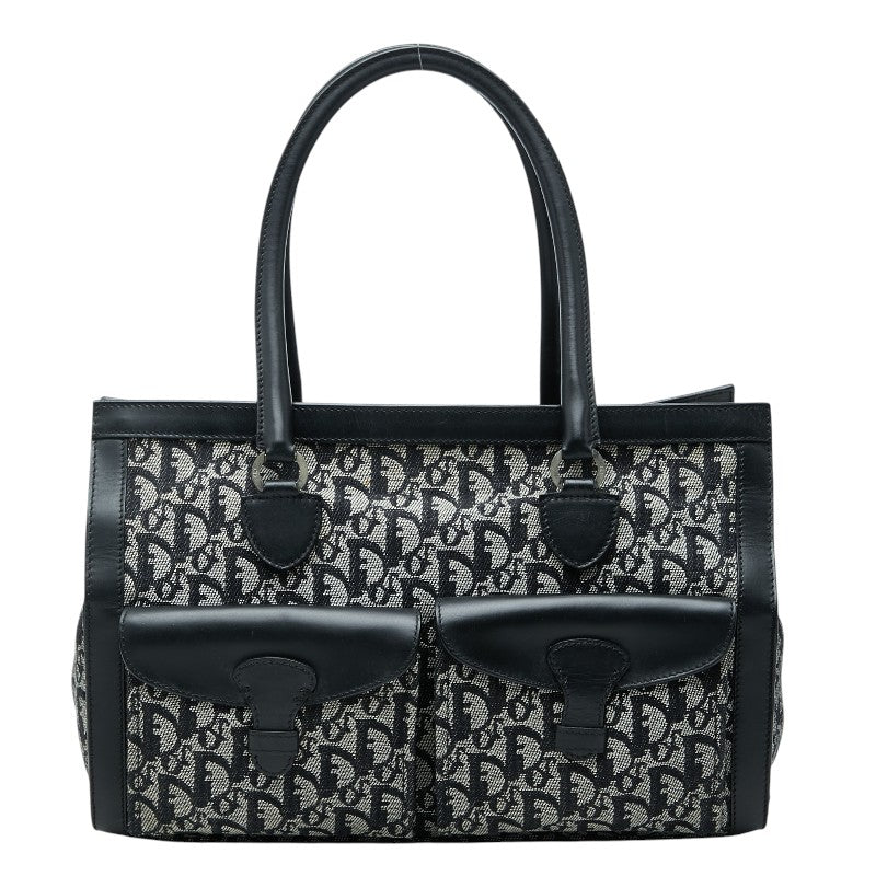 ディオール トロッター トートバッグ ハンドバッグ ブラック グレー キャンバス レザー レディース Dior 【中古】