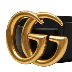 グッチ GGマーモント GGロゴ ワイドベルト 100/40 453265 214351 ブラック ゴールド レザー メンズ GUCCI 【中古】