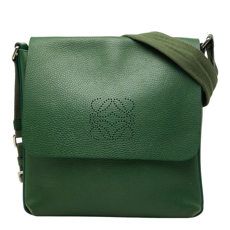 ロエベ アナグラム 斜め掛け ショルダーバッグ グリーン レザー レディース LOEWE 【中古】