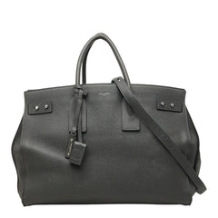サンローラン サック ド ジュール スープル ラージ ハンドバッグ 2WAY ショルダーバッグ 47816 グレー レザー レディース SAINT LAURENT 【中古】