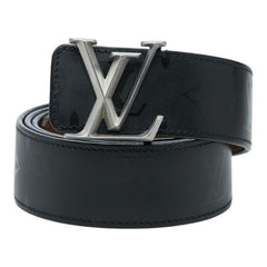 ルイ ヴィトン サンチュール LVイニシャル ピラミッド ベルト サイズ:100/40 M9346 ブラック レザー メンズ LOUIS VUITTON 【中古】