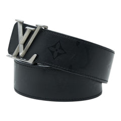 ルイ ヴィトン サンチュール LVイニシャル ピラミッド ベルト サイズ:100/40 M9346 ブラック レザー メンズ LOUIS VUITTON 【中古】