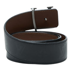 ルイ ヴィトン サンチュール LVイニシャル ピラミッド ベルト サイズ:100/40 M9346 ブラック レザー メンズ LOUIS VUITTON 【中古】