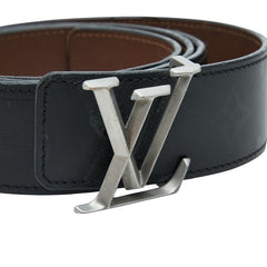 ルイ ヴィトン サンチュール LVイニシャル ピラミッド ベルト サイズ:100/40 M9346 ブラック レザー メンズ LOUIS VUITTON 【中古】