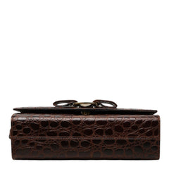 サルヴァトーレフェラガモ ヴァラリボン クロコダイル調 ショルダーバッグ Q213107 ブラウン レザー レディース Salvatore Ferragamo 中古