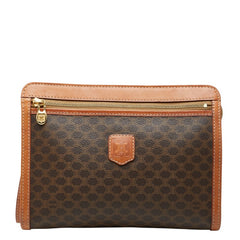 セリーヌ マカダム クラッチバッグ セカンドバッグ ブラウン PVC レザー レディース CELINE 【中古】
