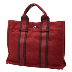 エルメス フールトゥ PM ハンドバッグ トートバッグ レッド コットン レディース HERMES 【中古】