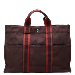 エルメス フールトゥMM トートバッグ ワインレッド系 キャンバス レディース HERMES 【中古】