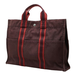 エルメス フールトゥMM トートバッグ ワインレッド系 キャンバス レディース HERMES 【中古】