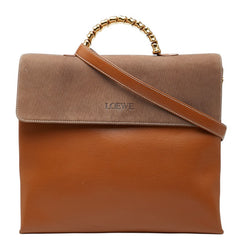 ロエベ ベラスケス ツイスト ハンドバッグ ショルダーバッグ 2WAY ブラウン レザー レディース LOEWE 中古