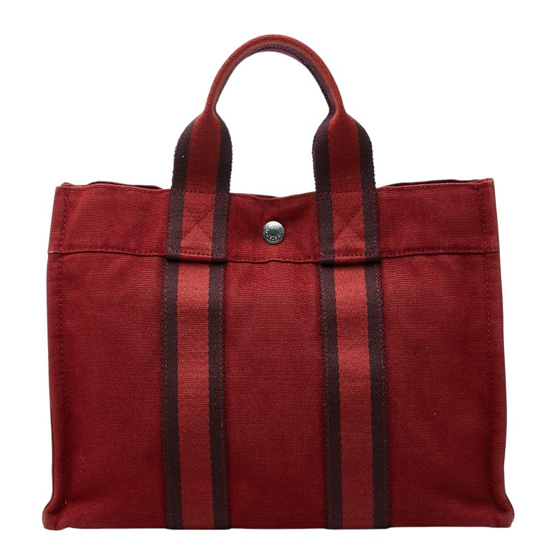 エルメス フールトゥ PM ハンドバッグ トートバッグ レッド コットン レディース HERMES 【中古】