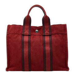 エルメス フールトゥ PM ハンドバッグ トートバッグ レッド コットン レディース HERMES 【中古】