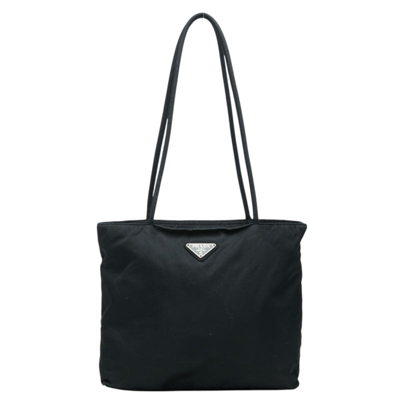 プラダ 三角ロゴプレート トートバッグ ショルダーバッグ ブラック ナイロン レディース PRADA 【中古】